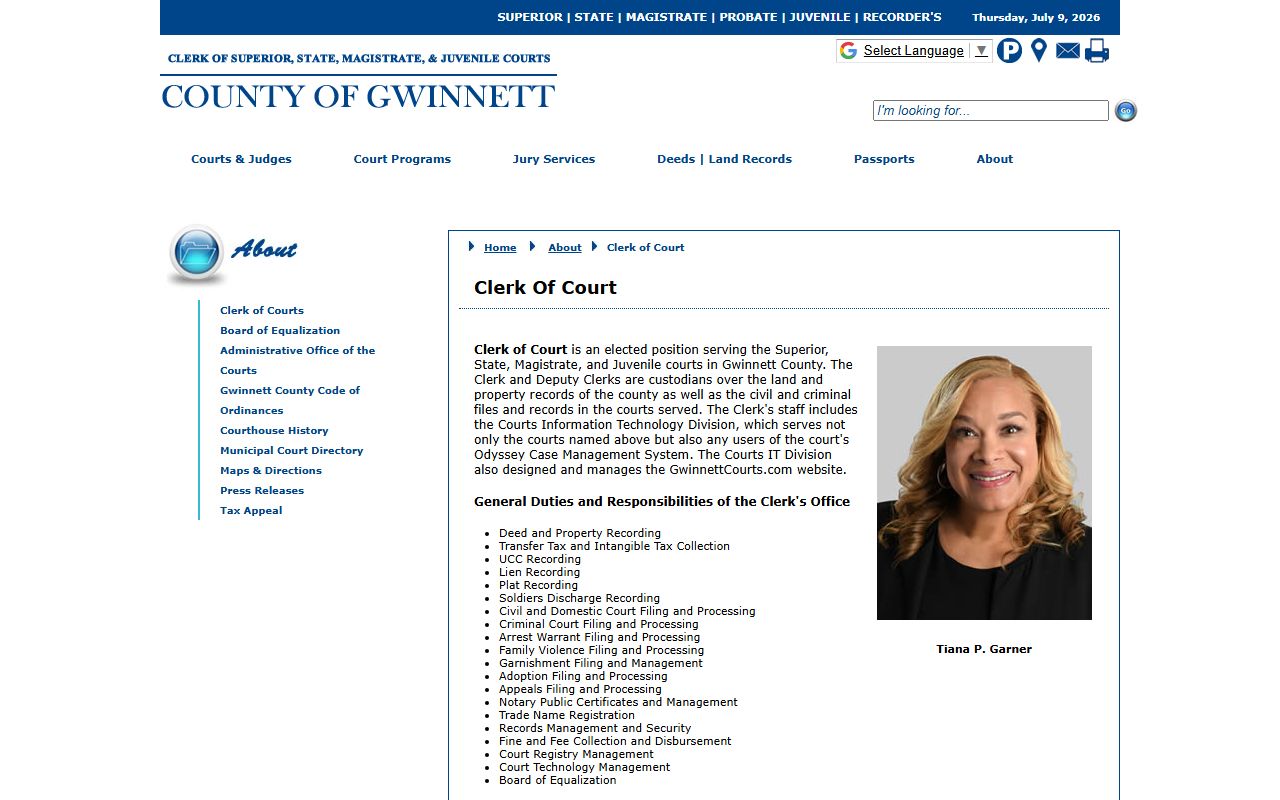 Gwinnett County Clerk of Court records official clerk page