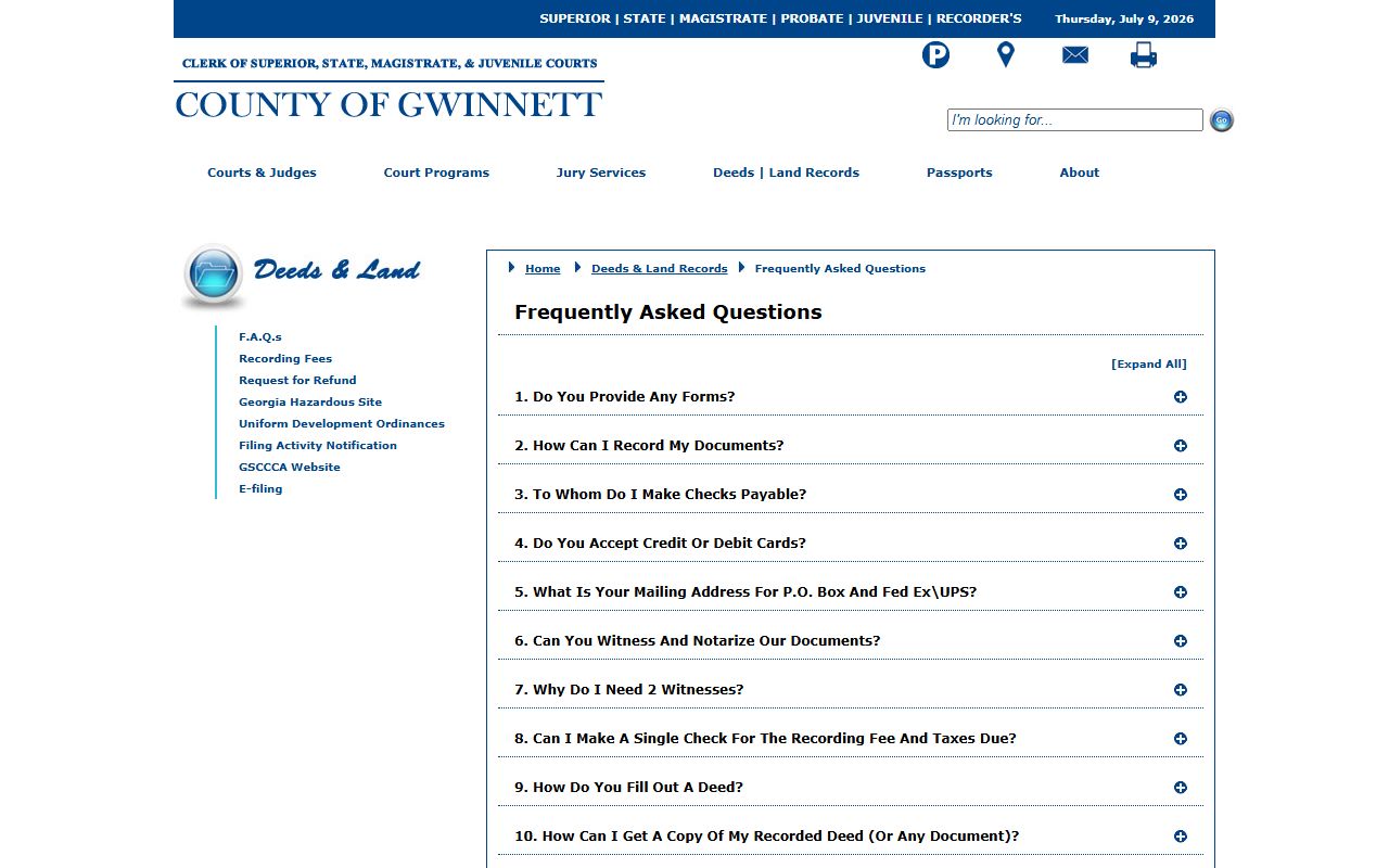 Gwinnett County Clerk of Court records GSCCCA e-filing FAQ