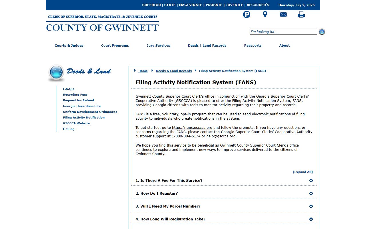 Gwinnett County Clerk of Court property record filing alerts