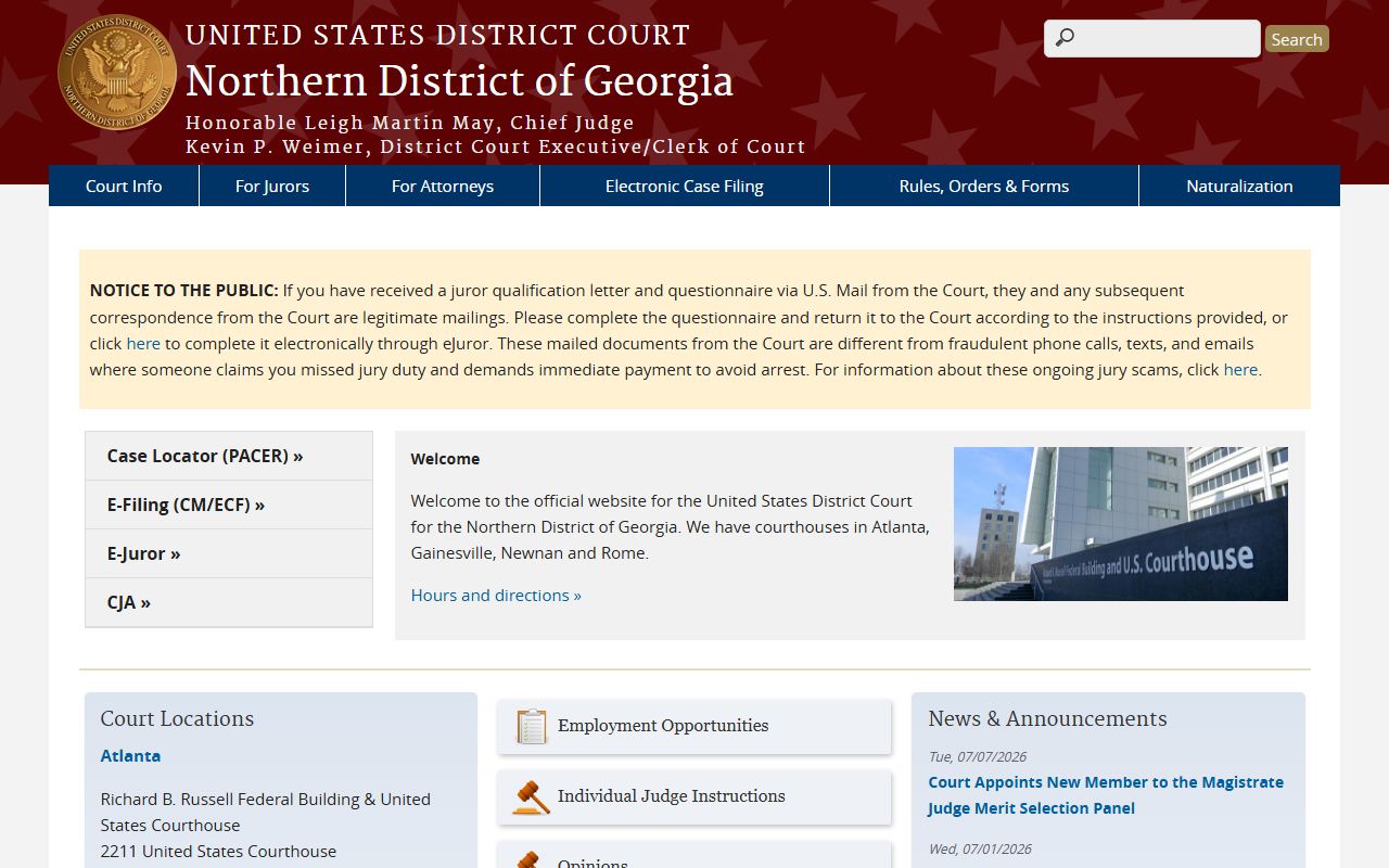 Gwinnett County court records Northern District of Georgia federal court