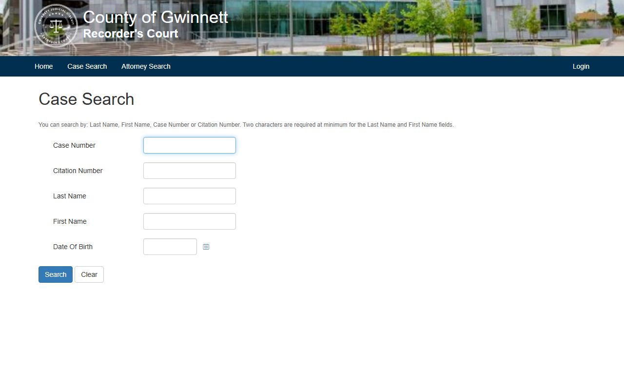 Gwinnett County court records Recorder's Court public case search