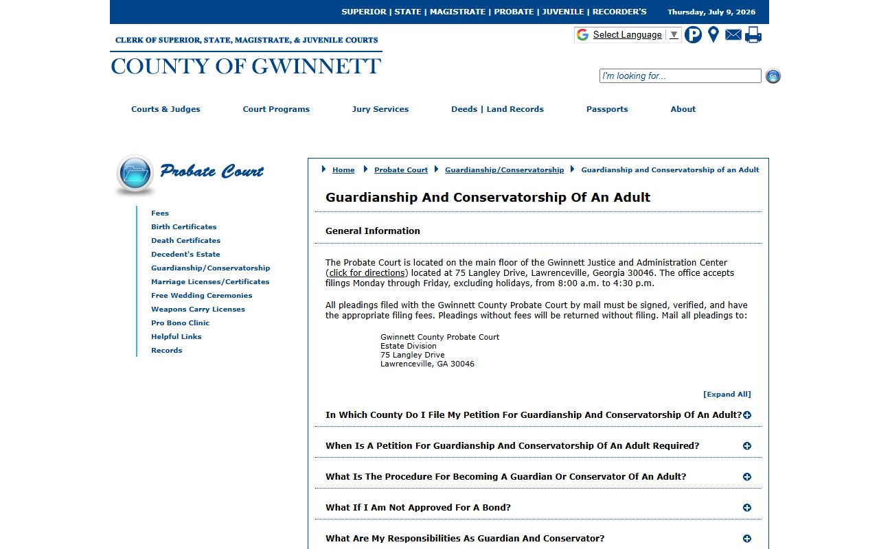 Gwinnett County marriage records and Probate Court guardianship overlap