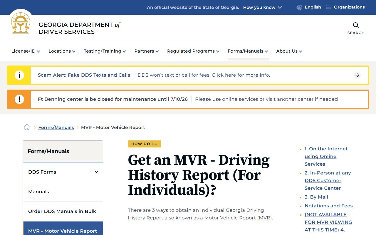 Gwinnett County traffic court records Georgia DDS MVR page